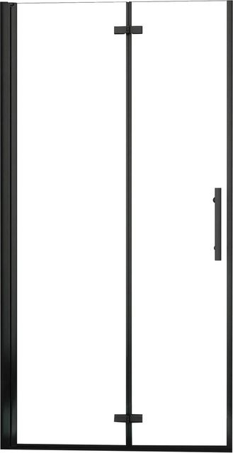 AICA Walk-In Duschabtrennung Falttür Schwarz, Duschwand aus 6mm Nano-ESG Glas, transparent, B: 100 cm, H: 185 cm - Bild 1