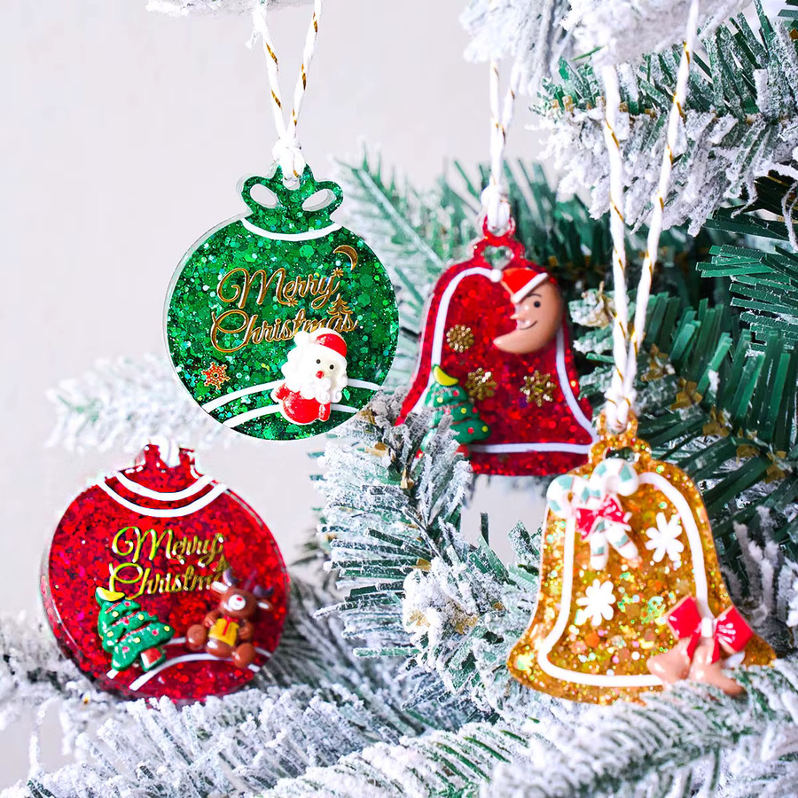 UDOCOOL Silikonform für runde Weihnachtsanhänger zum Selbermachen mit Motiven wie Krone und Glocke für Gips oder Harz in Mehrfarbig - Bild 3