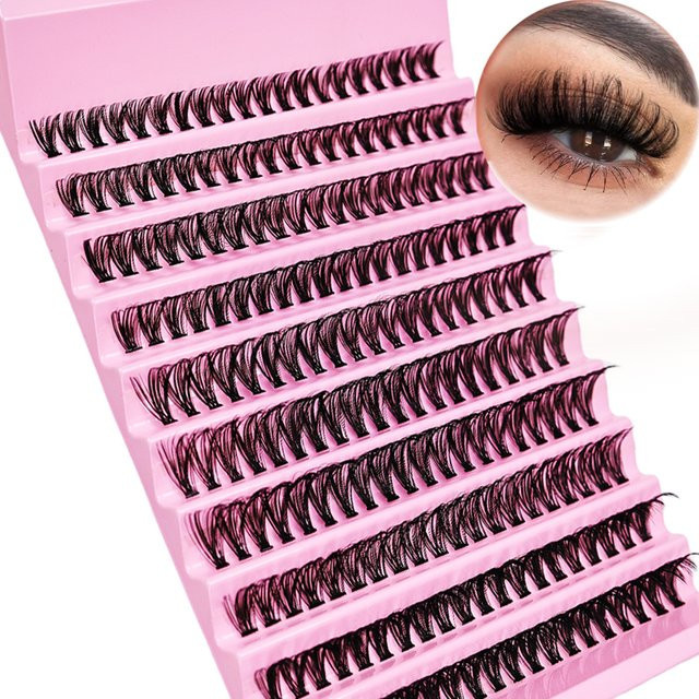 JIEFUXIN Wimperncluster, 110 Stück, D-Locken, natürlich, Unisex - Bild 1
