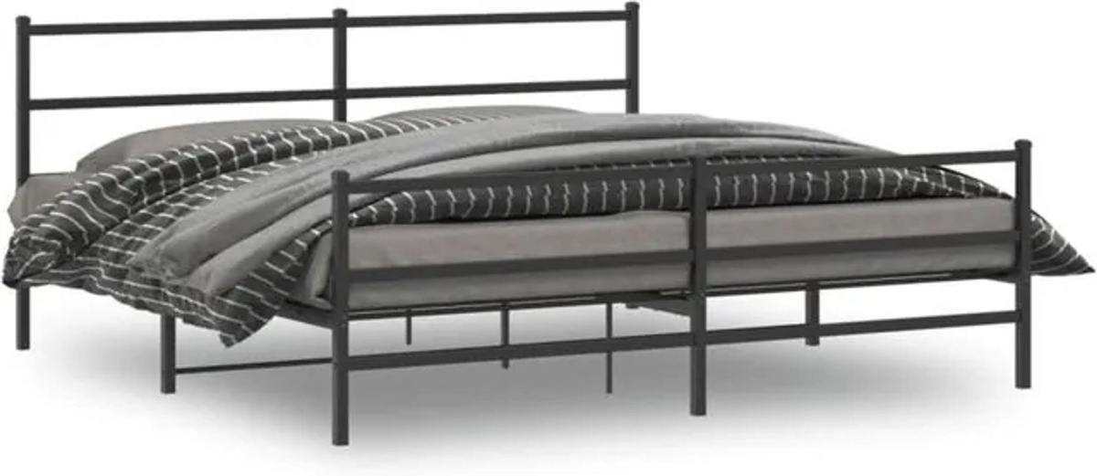 vidaxl Metallbett mit Kopf- und Fußteil in Schwarz, Modernes Bettgestell aus Stahl, B/T/H: 180 x 200 cm - Bild 1