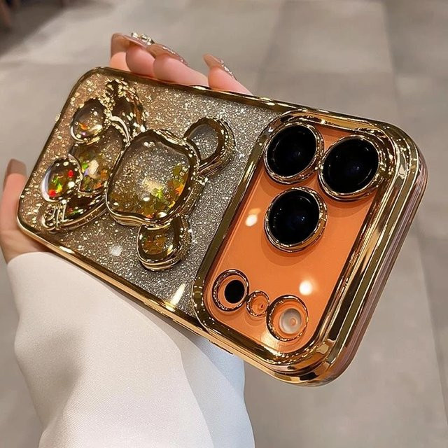 Bunte Handyhülle mit fließendem Sand und Bären-Design für Apple iPhone 11 bis iPhone 17 Pro Max Plus, Farbe: Mehrfarbig/Lila - Bild 1