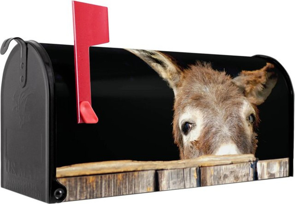 Banjado Amerikanischer Briefkasten mit Esel Motiv in Schwarz, Stahl pulverbeschichtet, B/T/H: 48 x 22 x 16 cm