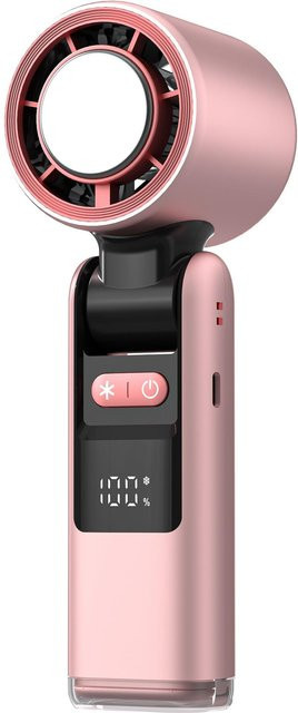 ZJM Mall Mini-Handventilator mit Eiskühlung und 100-stufiger Geschwindigkeitseinstellung, wiederaufladbarer tragbarer Kühlventilator mit 4000 mAh in Rosa - Bild 1