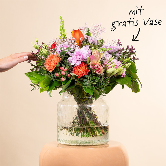 BLUME2000 Bouquet Größe M mit Recycling-Glas Vase - Bild 1