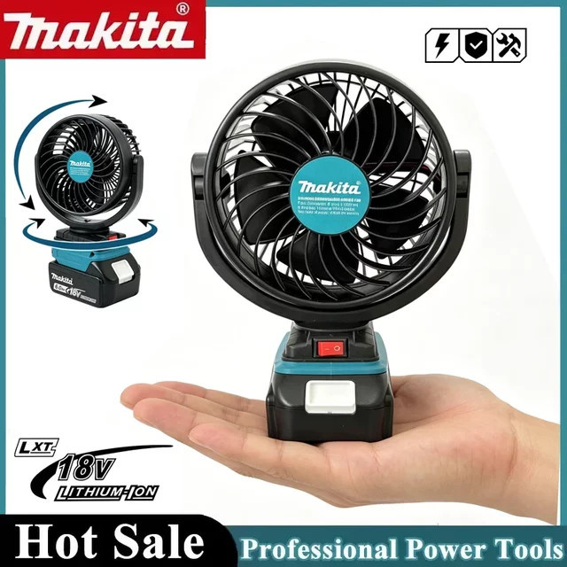 Makita kabelloser Tischventilator in Grün, tragbarer 5-Zoll-Ventilator mit USB Typ C und Geschwindigkeitsregulierung für 18 V - Bild 1