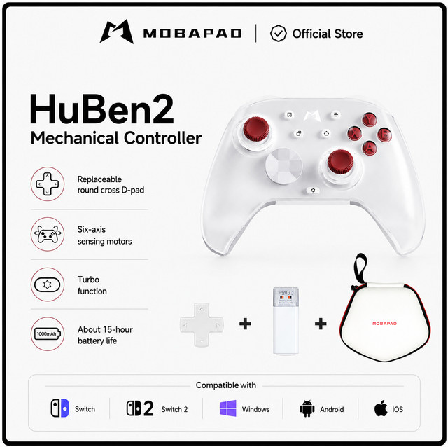 MOBAPAD Huben 2 mechanischer Bluetooth-Controller in Pink für Nintendo Switch, PC, Android und iOS - Bild 1