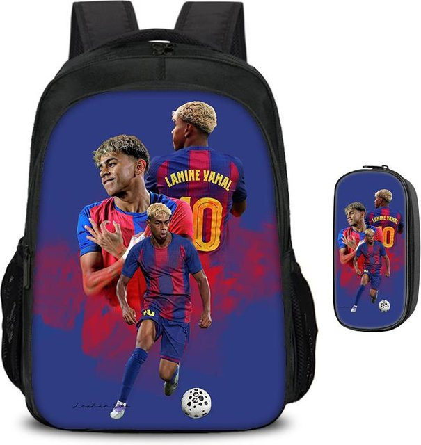 Fancy Style Studio Schulrucksack Set mit Federmäppchen L-Lamin Yamal Fußballstar in Blau - Bild 1