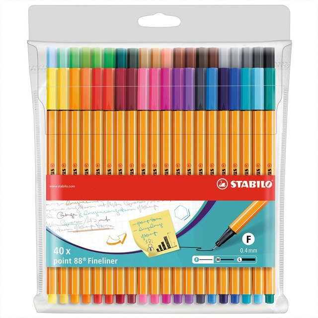 STABILO Point 88 Fineliner Set mit 40 Farben in einem Etui, Mehrfarbig - Bild 1