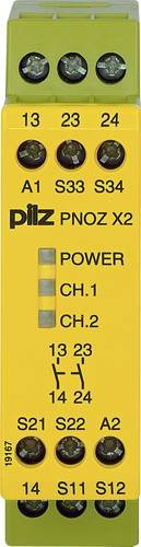Pilz Sicherheitsschaltgerät PNOZ X2 24VAC/DC 2n/o gelb B/H/T: 22,5 x 87 x 121 mm - Bild 1