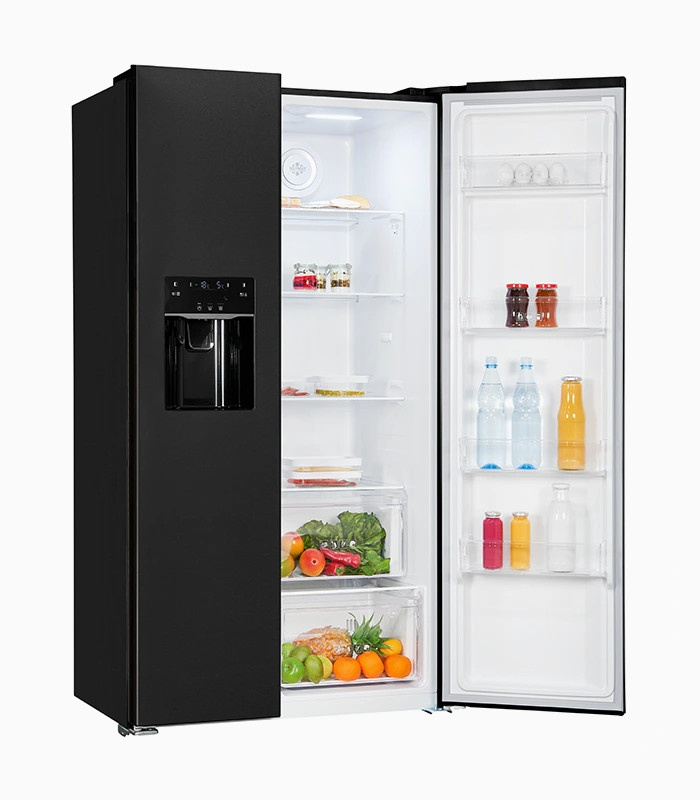 Exquisit Side by Side Kühlschrank SBS520-CF-040E in Inoxlook mit No-Frost und Festwasseranschluss, Farbe: Silber/Schwarz - Bild 1
