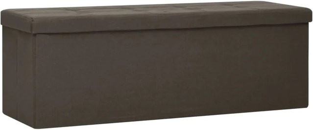 vidaXL Faltbare Sitzbank mit Stauraum in Dunkelbraun mit Leinenoptik, B/T/H: 110 x 38 x 38 cm - Bild 1