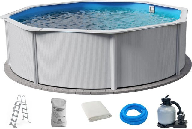 Planet Pool Waterman Stahlwandpool Set 6-teilig Rund in Weiß und Blau, Durchmesser: 300 cm, Höhe: 120 cm - Bild 1