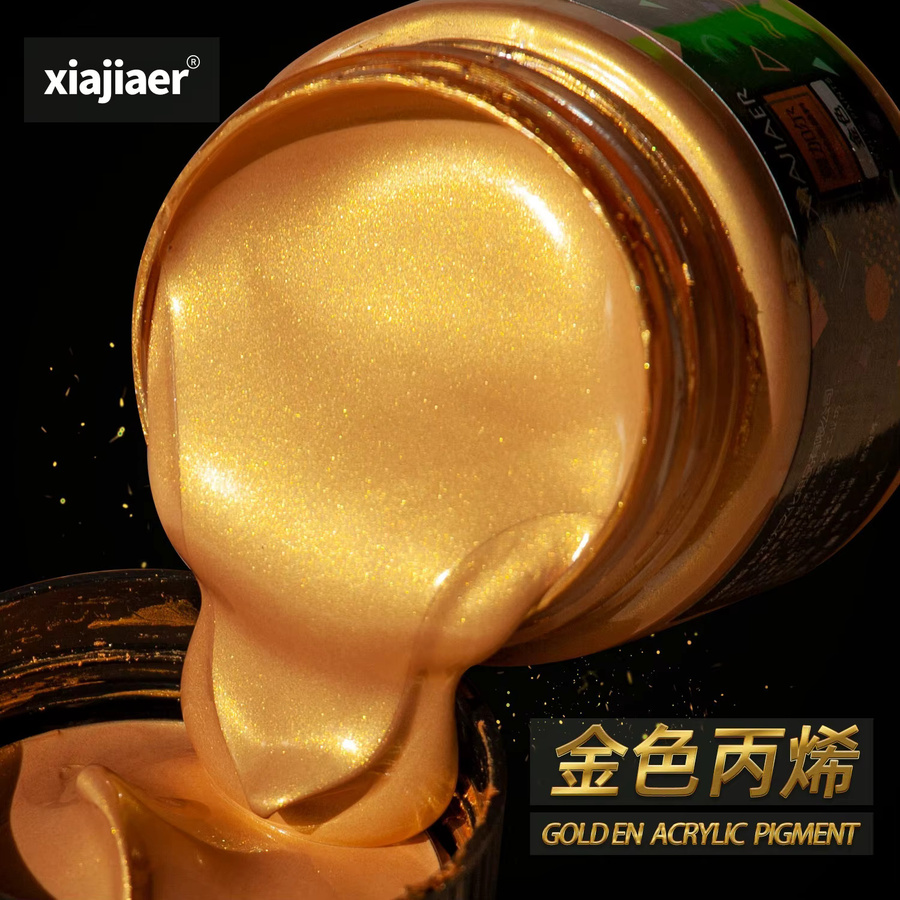 Xiajiaer Acrylpigmente in Gold und Silber mit Perlglanz-Effekt, 300 ml und 100 ml - Bild 3