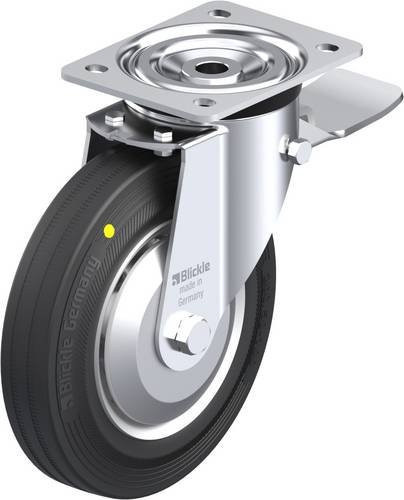 Blickle Lenkrolle L-V 200K-ST-EL-FA mit Feststeller, Rad-Durchmesser: 20 cm, Tragfähigkeit: 205 kg, verzinkter Stahl - Bild 1
