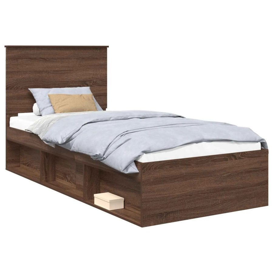 vidaXL Bettrahmen aus massivem Kiefernholz und MDF in Braun, modern mit Schubladen, B/T/H: 100 x 200 x 103 cm - Bild 2