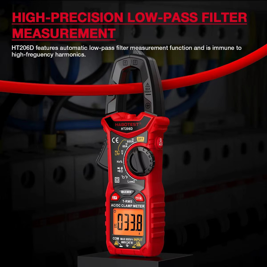 HABOTEST Digitales Zangenmessgerät HT206A/HT206B/HT206D Multimeter Amperemeter mit DC/AC-Strommessung bis 600 A und Spannungsprüfer - Bild 4