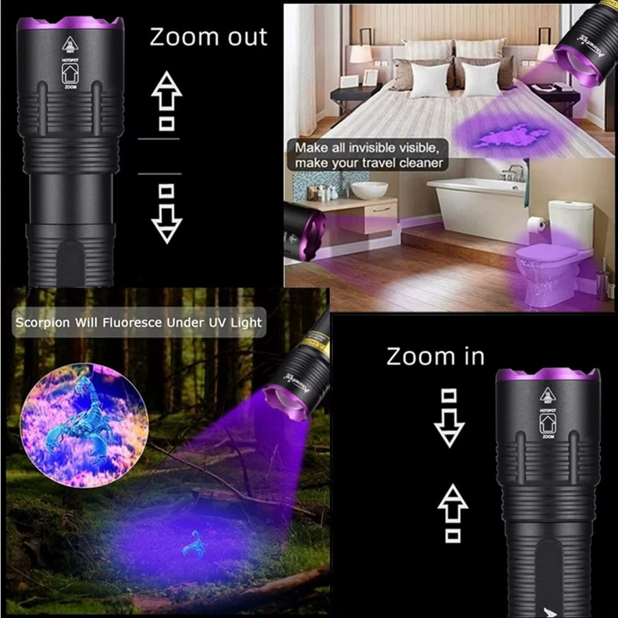 Alonefire UV Taschenlampe mit 20W Leistung für 365nm und 395nm zur Detektion von unsichtbarer Tinte, Markern und Urinspuren - Bild 3