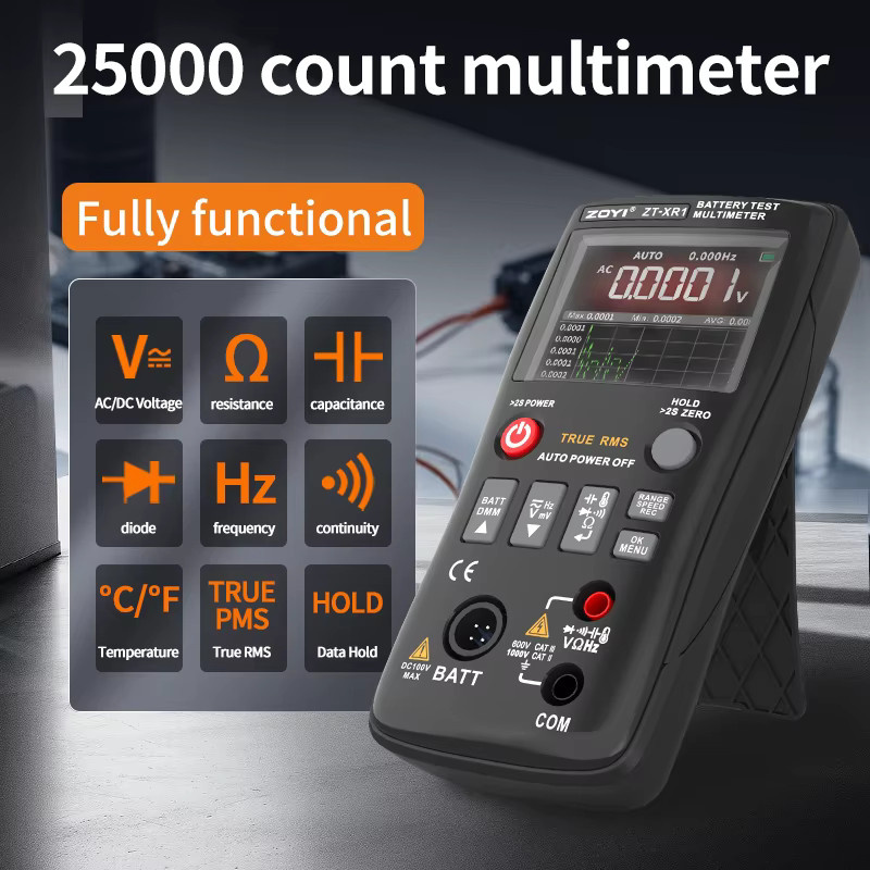 ZOYI ZT-XR1 Batterie-Innenwiderstandsmessgerät und Multimeter in Schwarz als hochpräziser Tester für Spannung, Widerstand, Kapazität und Dioden - Bild 2