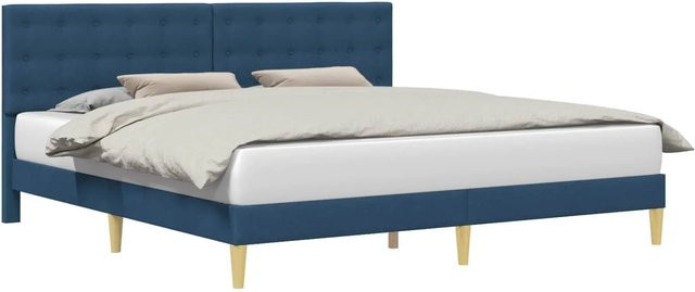 vidaXL Bettrahmen mit Kopfteil in Blau aus Stoff mit minimalistischem Design B/T/H: 200 x 200 x 280 cm - Bild 1