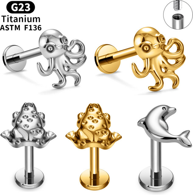 Ohrstecker Titan, Frosch Tintenfisch Design, Damen - Bild 1