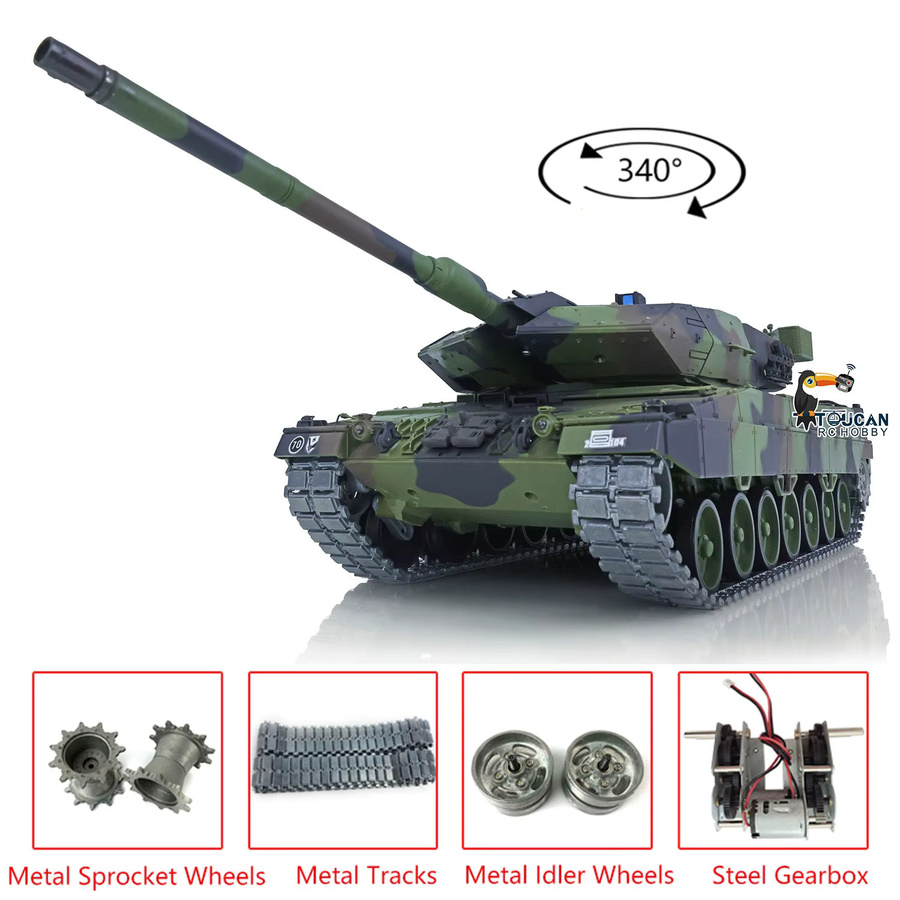 HENG LONG Leopard 2A6 RC Panzer, 1:16 Maßstab, Metall-Version, Grün - Bild 2