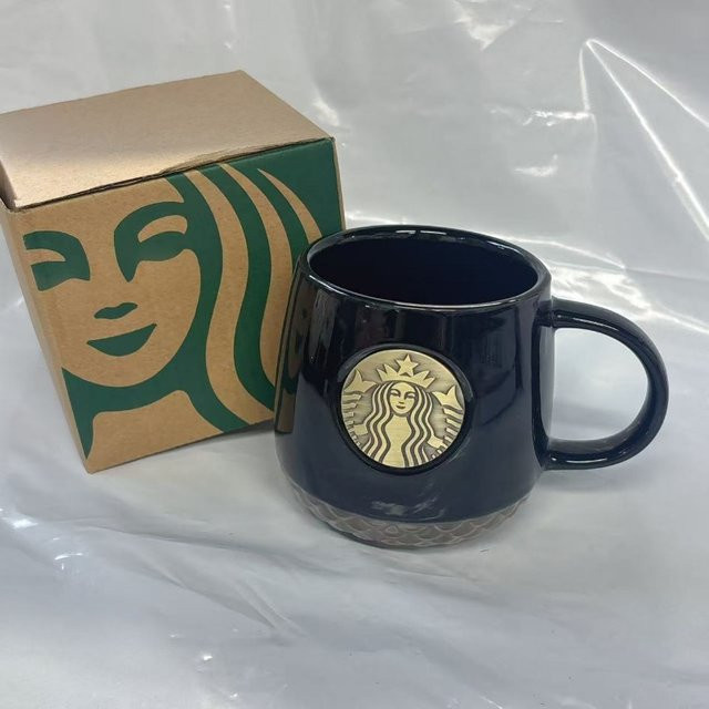 Starbucks Luxus Keramiktasse Schwarz mit goldenem Sirenen-Emblem, 355 ml - Bild 1