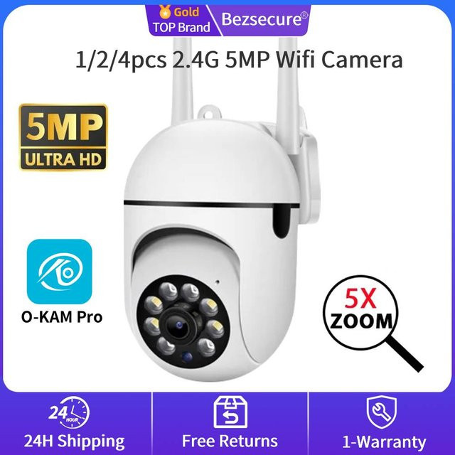 PEGATAH O-Kam Pro WLAN IP Sicherheitskamera mit 5MP Auflösung, PTZ, 5-fach Zoom, Tracking, Zwei-Wege-Audio und HD-Nachtsicht in Weiß - Bild 1
