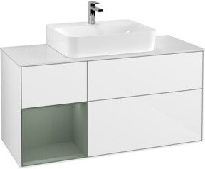 V&B Waschtischunterschrank Finion mit Wandbeleuchtung, Farbe Weiß lackiert, Breite: 120 cm, Tiefe: 50,1 cm, Höhe: 50,1 cm - Bild 1