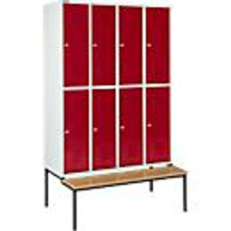 Schäfer Shop Select Kleiderspind mit 4x2 Abteilen, Sitzbank und Zylinderschloss, Farbe Rubinrot - Bild 2