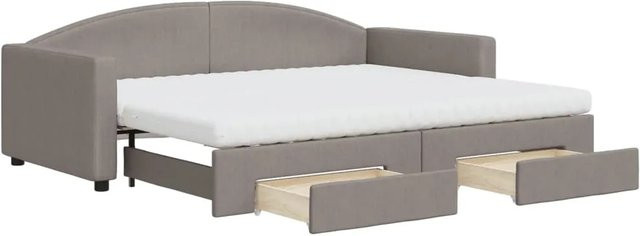 vidaXL Tagesbett ausziehbar mit Schubladen in Taupe, gepolstert mit Stoff und Schaumstoff, B/T/H: 223 x 90 x 75 cm - Bild 1