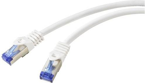 Renkforce RF-5771522 RJ45 Patchkabel CAT 6a S/FTP Ethernet LAN, Weiß, Länge: 1,00 m - Bild 1