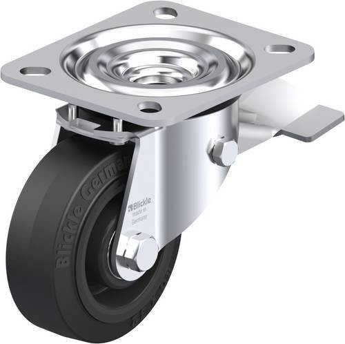 Blickle L-POEV 80R-ST Lenkrolle mit Feststeller in Schwarz und Silber, Rad-Durchmesser: 80 mm, Tragfähigkeit: 140 kg - Bild 1