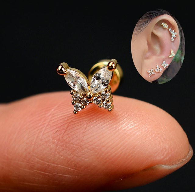 eMeition Ohrring, Schmetterling, Kristall Zirkonia, Gold, Damen - Bild 1