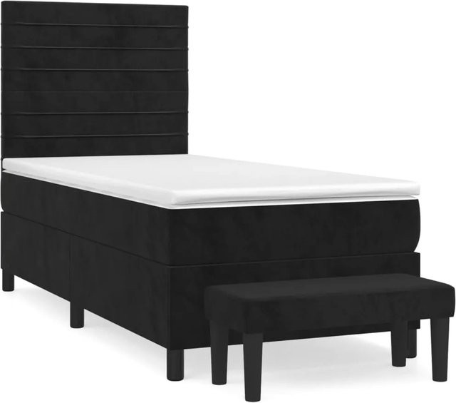 vidaXL Boxspringbett mit Matratze Schwarz Samt B/T/H: 80 x 200 x 118 cm - Bild 1