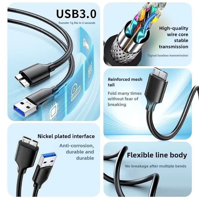 MINGCVIL USB 3.0 Typ A auf USB 3.0 Micro B Adapterkabel für externe Festplatten HDD in Schwarz - Bild 3