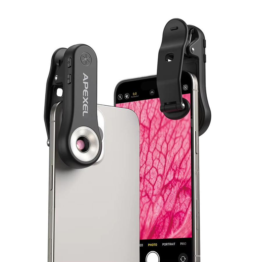 APEXEL 200X Schmuck-Mikroskop-Objektiv Makro-Mikro-Triskop-Linse mit LED-Licht und Universalclip für iPhone und Android-Smartphones in Schwarz - Bild 5