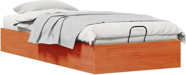 vidaXL Ottoman Bettgestell aus massivem Kiefernholz mit Stauraum, Farbe Braun, B/T/H: 90 x 190 cm - Bild 1