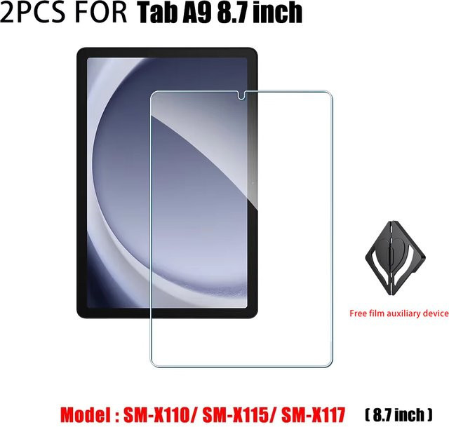 2er-Set gehärtete HD-Glas Displayschutzfolie für Samsung Galaxy Tab A9 8,7 Zoll in Transparent - Bild 1