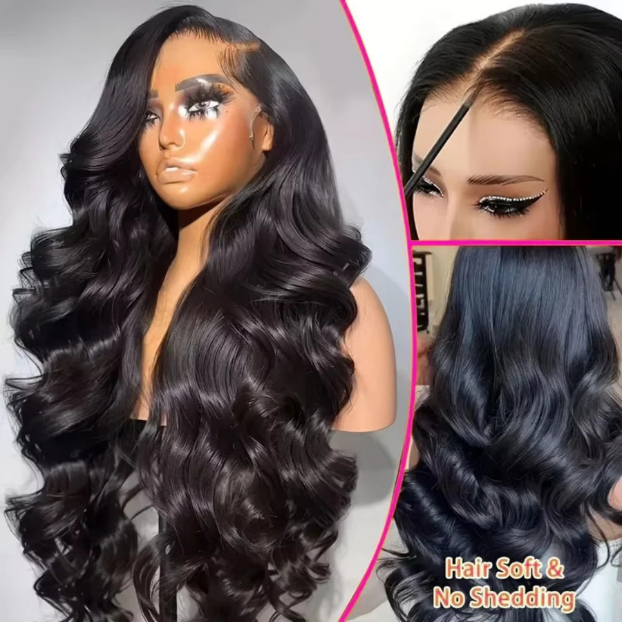 FIUMER Echthaar Perücke, Body Wave, 30 Zoll, 200 Dichte, Lace Frontal - Bild 2