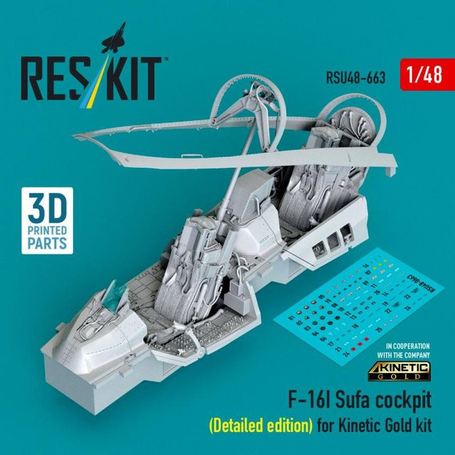 ResKit Models F-16I Sufa Cockpit, 1:48, Kunststoff, Grau - Bild 1