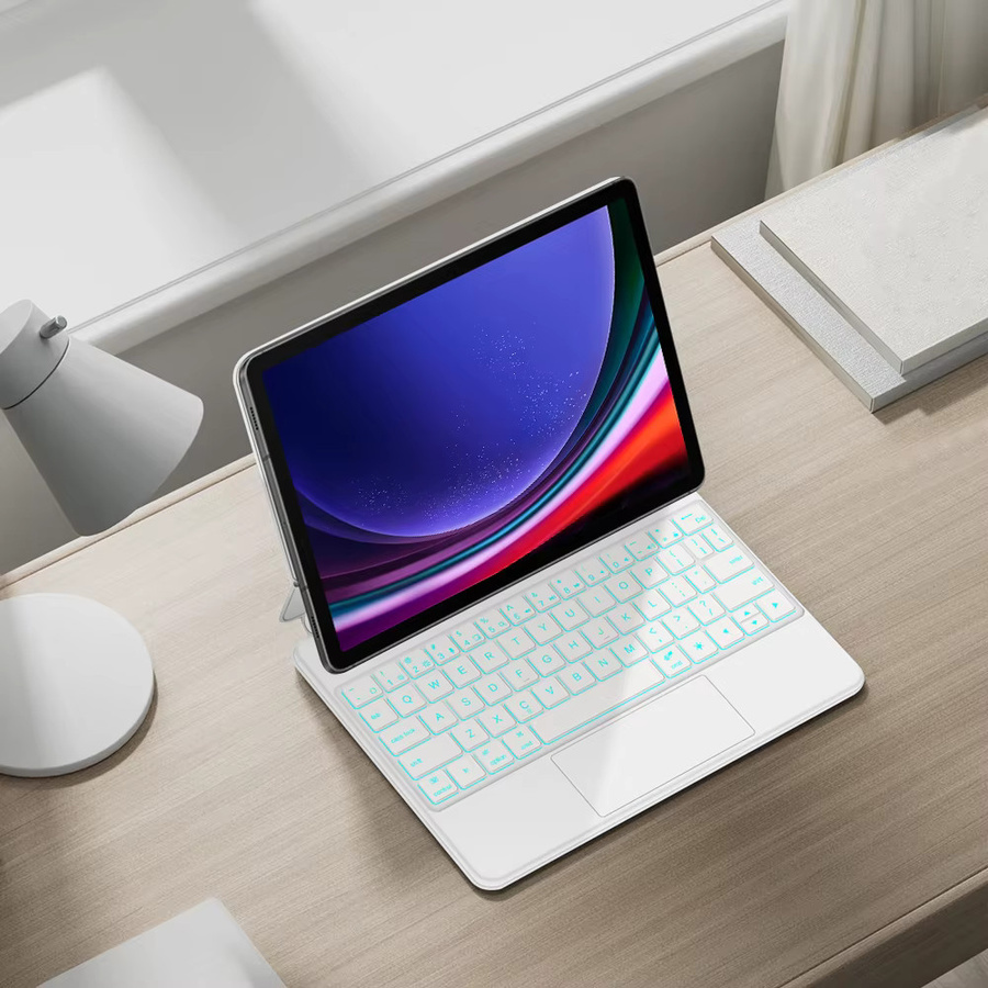 AJIUYU Magic Hintergrundbeleuchtung Tastatur Folio für Samsung Galaxy Tab S9 FE, S7, S8, S9 11 Zoll mit Touchpad und magnetischer Abdeckung in Schwarz oder Weiß - Bild 4