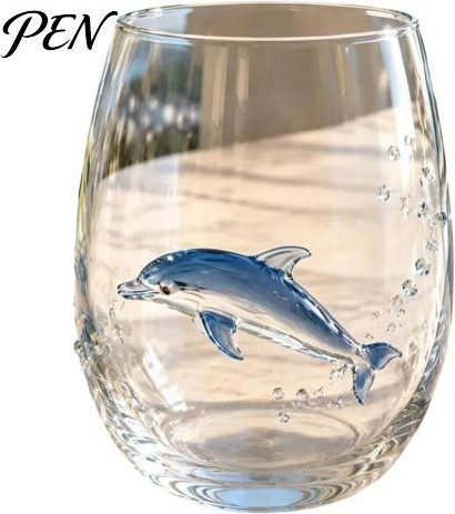Handbemalter Wangmingyuan Ozeanglas Tumbler mit Goldrand und Tintenfisch-Design, transparent, 355 ml - Bild 1