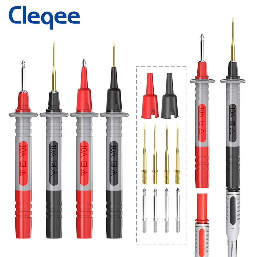 Cleqee 35-teiliges Multimeter Test Set mit Bananensteckern, Testhaken, Alligator Clips und Piercing-Sonden in Rot - Bild 2