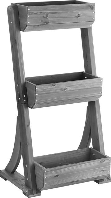 tectake Vertikalbeet Flora aus lackiertem Tannenholz in Grau mit 3 Etagen, B/T/H: 60 x 49 x 140 cm - Bild 2