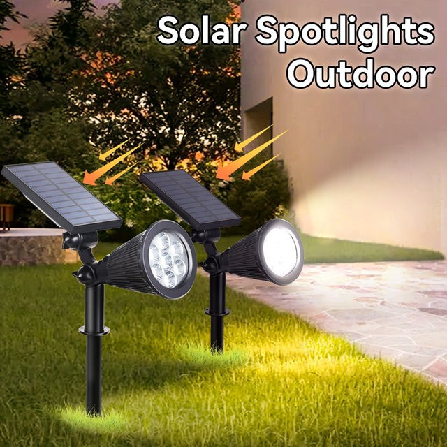 CANMEIJIA Solar LED Outdoor Spot Strahler IP65 Wasserdicht in Schwarz für Garten, Hof und Landschaftsbau - Bild 1