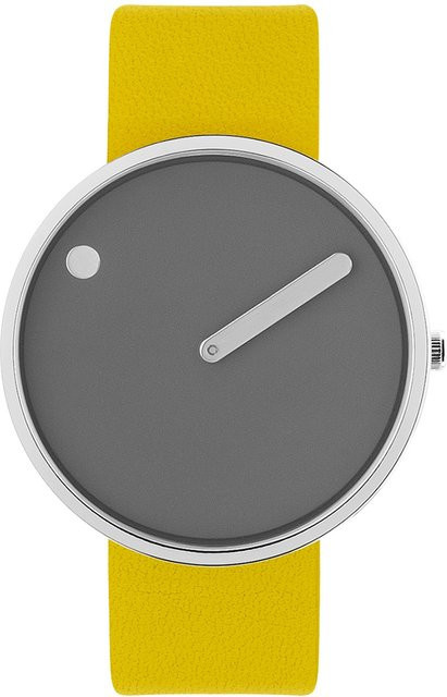 PICTO Armbanduhr, Quarz, Edelstahl, Leder, 40 mm, Unisex, Grau - Bild 1