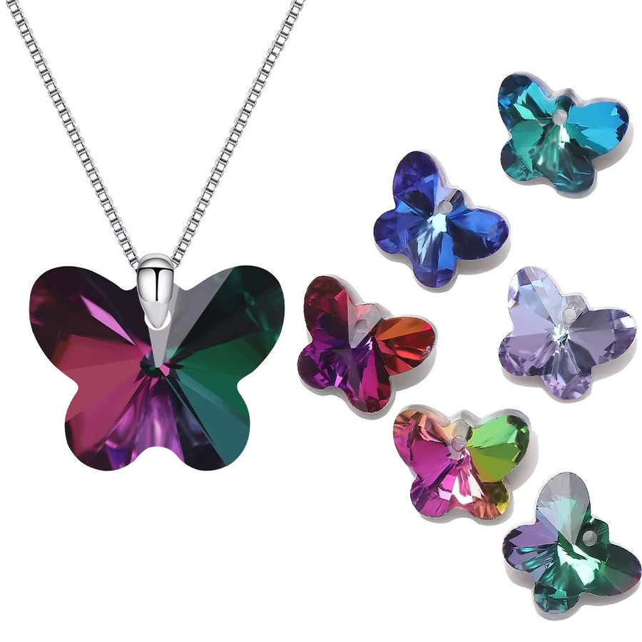 ZHUBI Schmetterling Kristallanhänger, Glas, Rosa Lila, Bunt - Bild 2