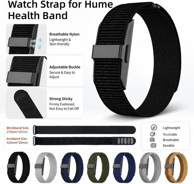 Hume Health Uhrenarmband Nylon, Schwarz, Unisex - Bild 1