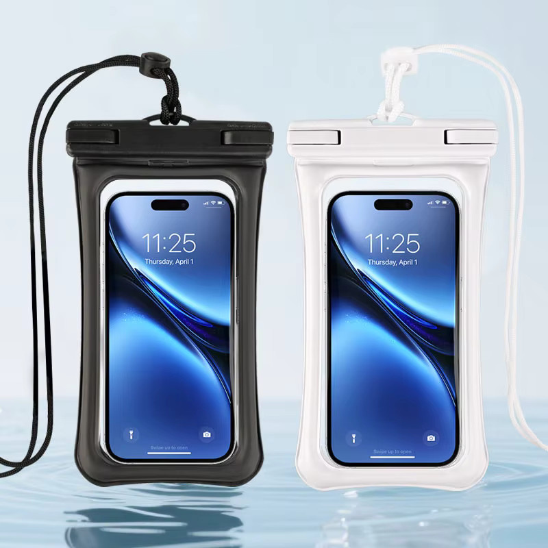 HAISSKY Wasserdichte Handyhülle mit Blase zum Schwimmen für iPhone 17 16 15 Pro Max 14 Plus in Schwarz - Bild 3