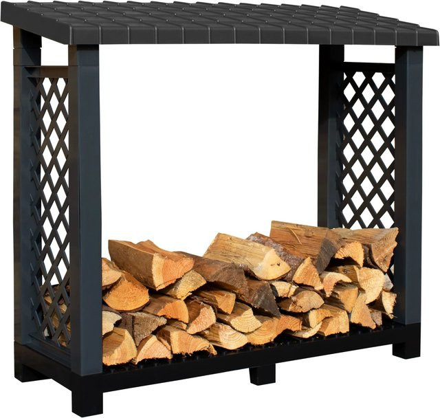 NYVI Kaminholzregal aus Kunststoff in Anthrazit oder Schwarz, B/T/H: 114 x 102 x 47 cm - Bild 1